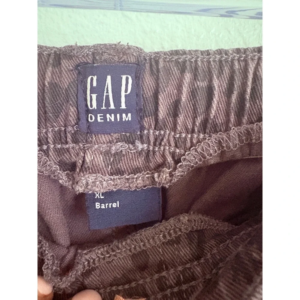 Gap Kids Black Gray Leopard Print Barrel Denim Jeans XL Elastic Waist